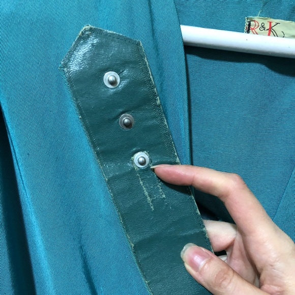 Vintage 1950’s authentic teal dress A-line - Picture 10 of 14
